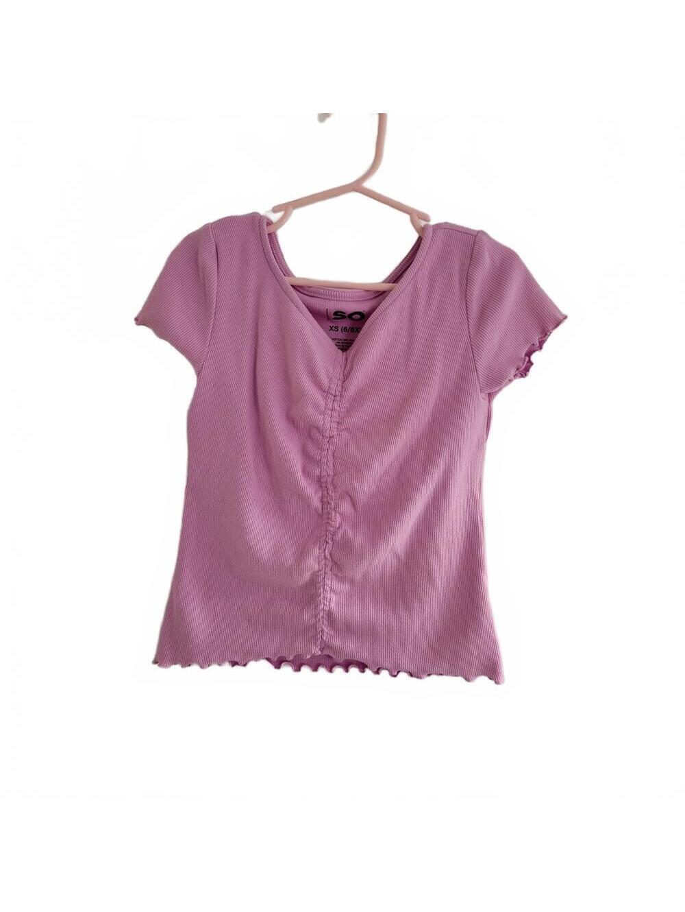 SO Purple Ribbed Ruffle Hem Short Sleeve Tee Girls Size XS 6/6X